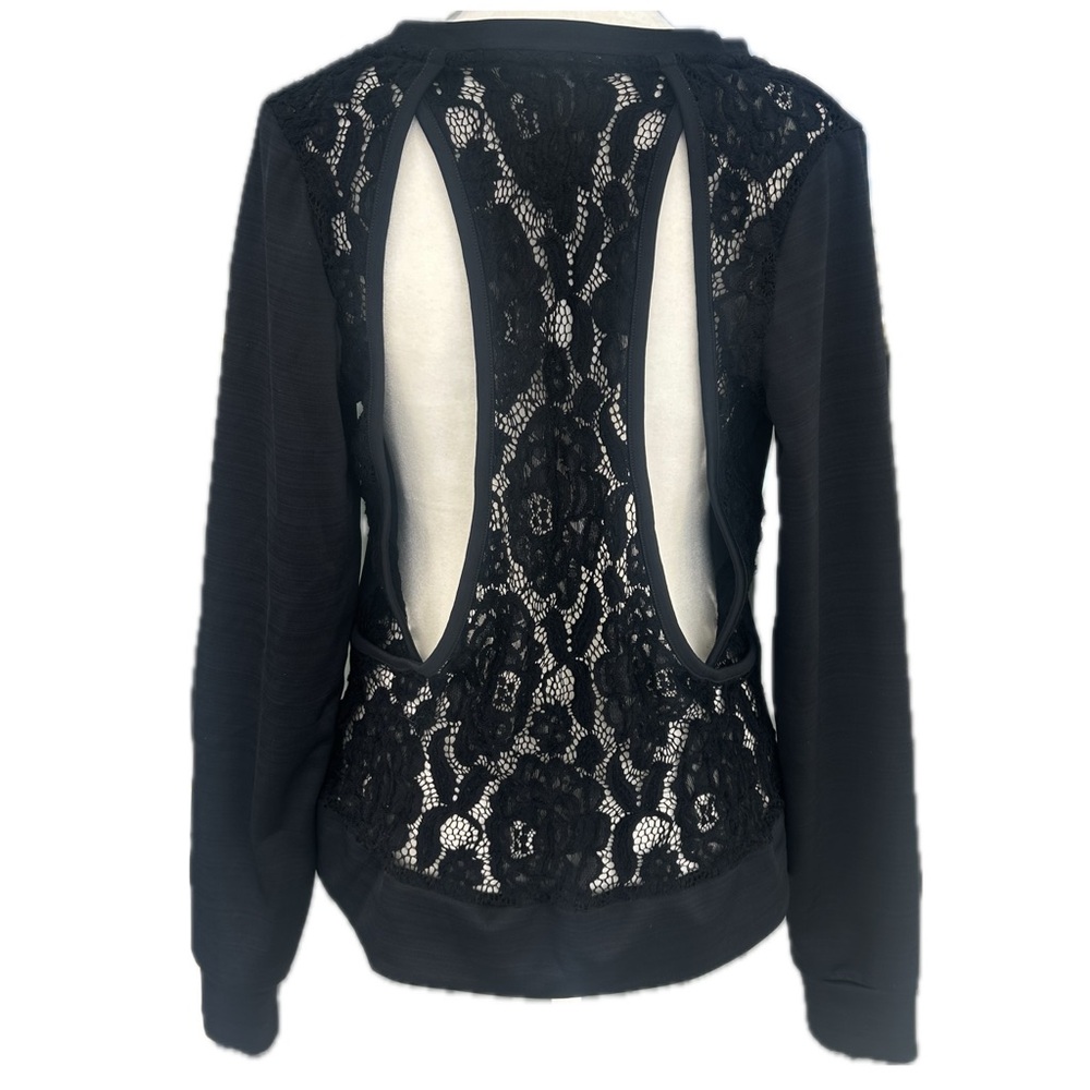 Black Jersey Crew Neck Athletic Sweatshirt